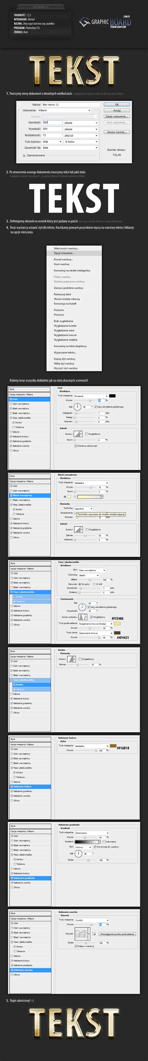 Złoty napis w Photoshop Poradnik graficzny Pecetowicz