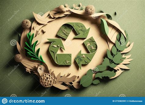 Green Recycle Icon Eco Papercut Nature Concept Created With Generative