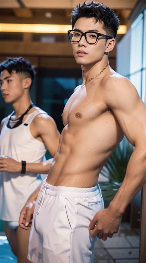 Age Two Topless Cute Gays Sexually Kissing Huge Bulge Gay Hips SeaArt AI