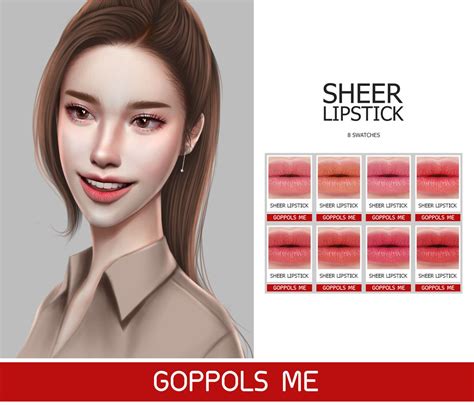 Goppols Me Gpme Sheer Lipstick 8 Swatches Download Hq Mod Sims