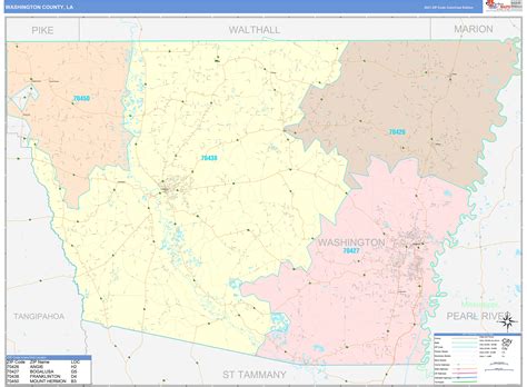 Washington County La Wall Map Color Cast Style By Marketmaps