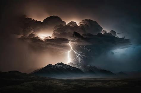 Premium Photo | Lightning in the mountains