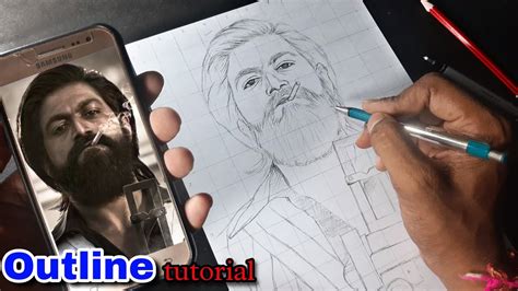 How To Draw Kgf Chapter Yash Step By Step Outline Tutorial Youtube