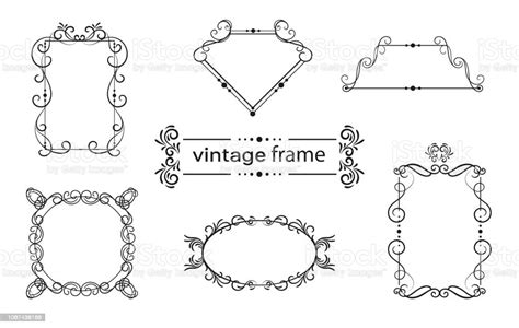 ビンテージのフレームのセット イラストレーションのベクターアート素材や画像を多数ご用意 イラストレーション カリグラフィー