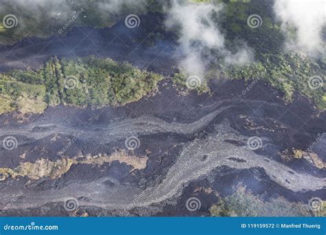 Aerial View of Lava Flows from the Eruption of Volcano Kilauea Stock ...