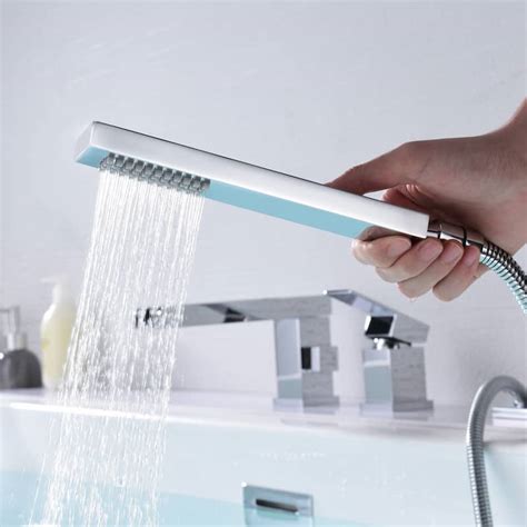 Sumerain Waterfall Roman Tub Faucet With Hand Shower 3 Hole Bathtub Faucet With Shower Diverter