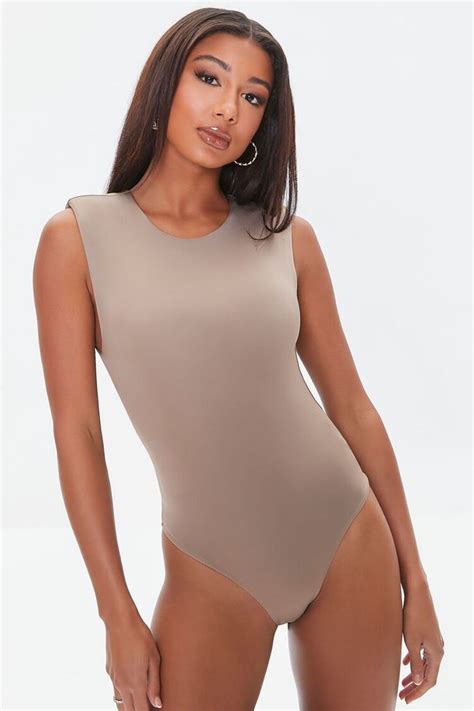 Bn Forever Bodysuit With Padded Shoulders In Nude Brown Women S Fashion Tops Other Tops On