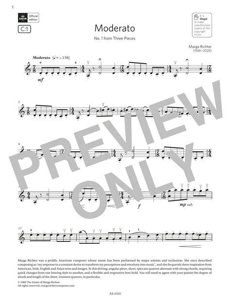 Moderato Grade 6 C1 From The Abrsm Violin Syllabus From 2024 By