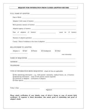 Fillable Online Adoptee Request Form Pdf Nd Circuit Court