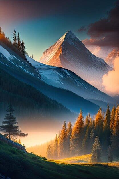 Premium AI Image | Amazing wild nature view of mountain forest landscape