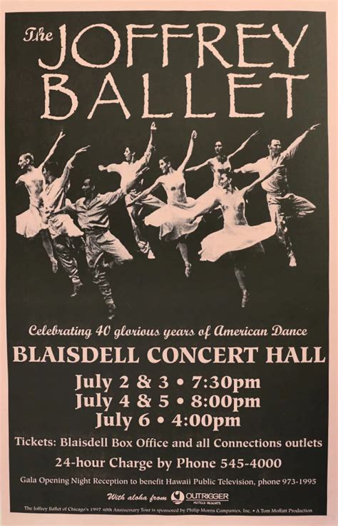 The Joffrey Ballet Vintage Concert Poster From Blaisdell Arena 1997 At