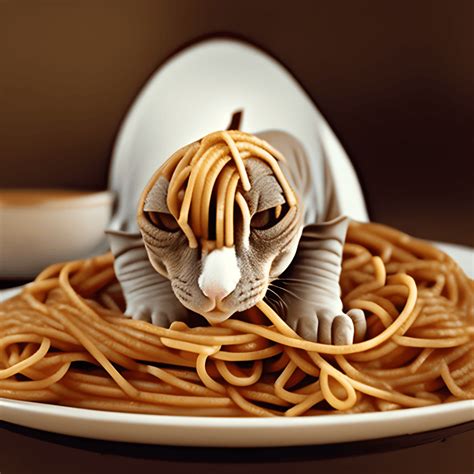 Sphynx Cat Eating Spaghetti · Creative Fabrica