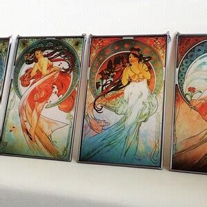 X Alphonse Mucha The Four Arts Poetry Dance Music Painting X Stained