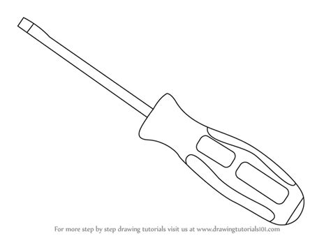 Learn How To Draw A Slotted Screwdriver Tools Step By Step Drawing