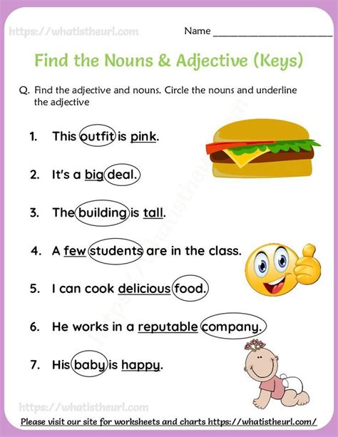 Noun And Adjective Worksheet For Grade 1 Exercise 9 Nouns And