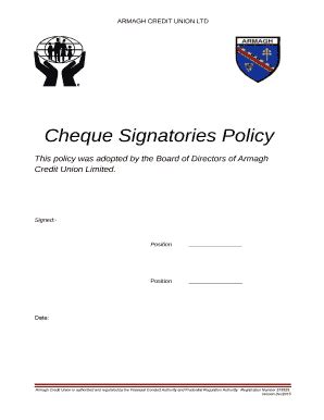 Fillable Online Cheque Signatories Policy Fax Email Print Pdffiller