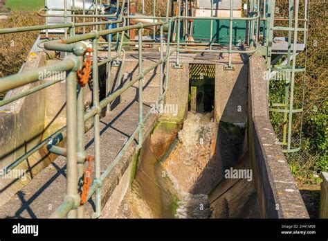 Raw sewage enters sewage treatment works Stock Photo - Alamy