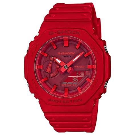 Casio Analog Digital Red Dial Men S Watch Ga 2100 4adr G988 Watches