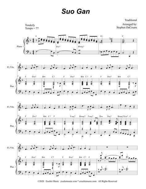 Suo Gan Flute Or Violin Solo And Piano Arr Stephen Decesare Sheet