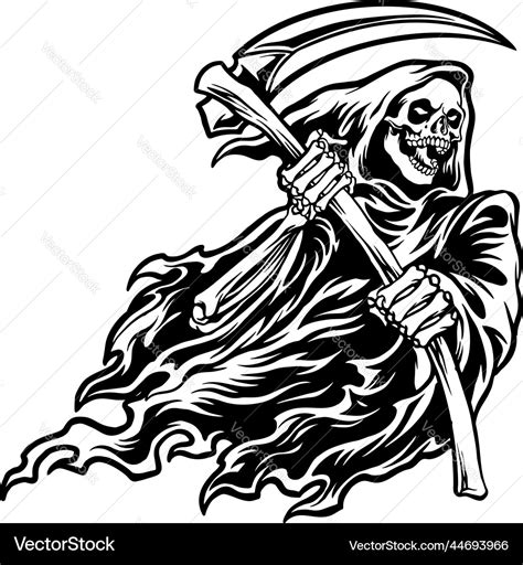 Silhouette grim reaper horror clipart Royalty Free Vector