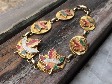 Vintage Niagara Falls Canada Souvenir Charm Link Panel Bracelet Enamel ...
