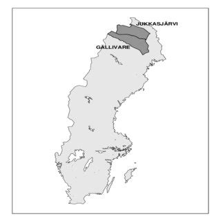 Map of Sweden, including the parish of Gällivare and Jukkasjärvi ...