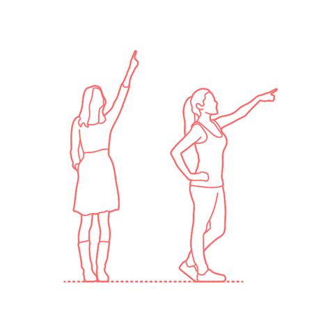 Pointing - Women (Standing) Dimensions & Drawings | Dimensions.com