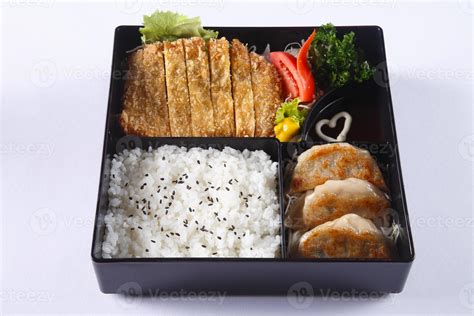 Bento Set Of Deep Fried Pork Tonkatsu Gyoza Japanese Rice 804038