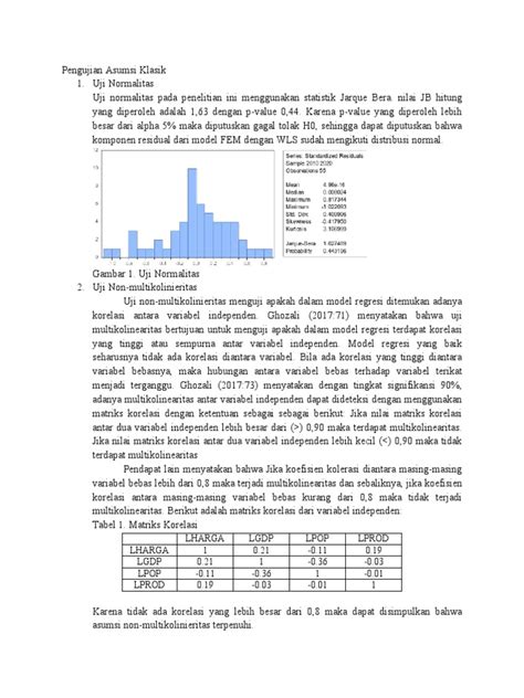 Pengujian Asumsi Klasik | PDF
