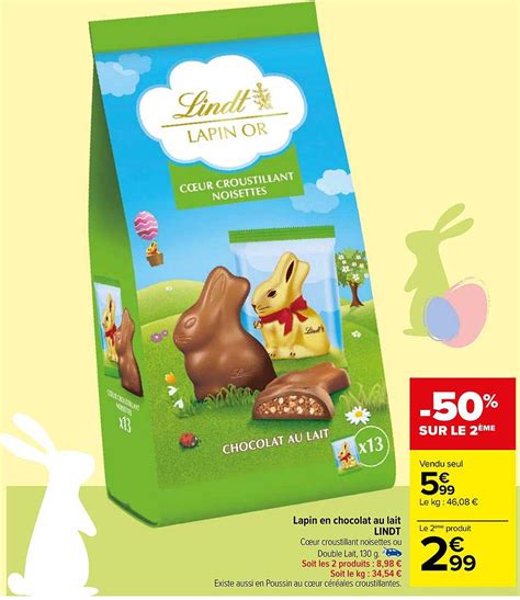 Promo Lapin En Chocolat Au Lait Lindt Chez Carrefour Icatalogue Fr