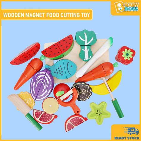 BabyBoss Wooden Magnet Food Cutting Fruit Vegetable Food Toy Pretend