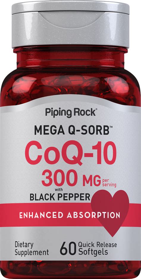 Coq10 300 Mg Per Serving 60 Quick Release Softgels Pipingrock Health Products