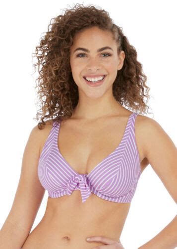 Freya Beach Hut Cassis Underwire Bandless Halter Bikini Top Tie Brief