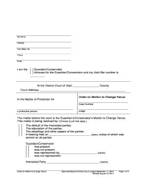 Order On Motion To Change Venue Utah Courts Ut Courts Fill Out And