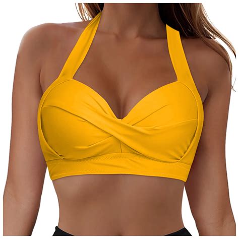 Siilsaa Swim Top String Bikini Tops For Women Bathing Suit Swim Tops Sexy Bikini Top Orange Xl