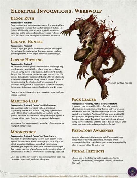 Warlock Eldritch Invocations: Werewolf | Howl at the full moon and unleas… in 2023 | Dungeons ...