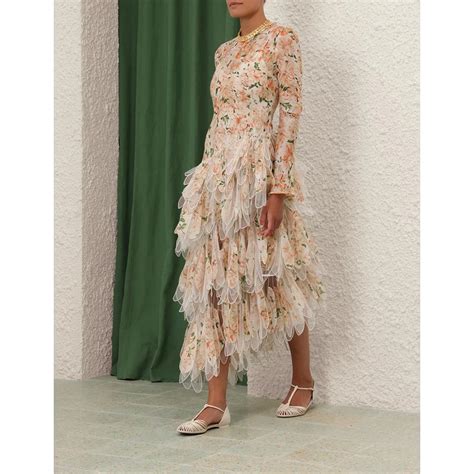 Zimmermann Natura Feather Midi Dress Designer Collection Coveti