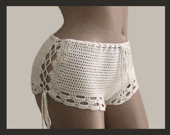 Sexy Crochet Shorts Bikini Beach Shorts Hand Knitted Lace Etsy