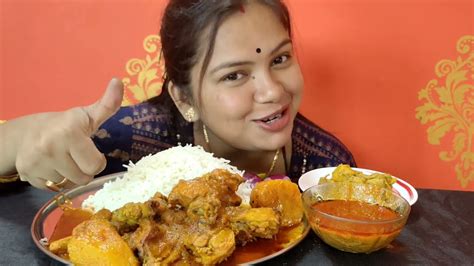 Eating Spicy 🔥🔥 Chicken Kosha And Rice মুরগির লাল ঝোল।। Youtube