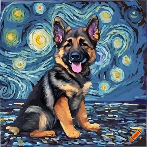 Detailed Painting Of A German Shepherd Puppy On Craiyon