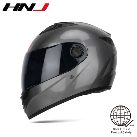 Hnj Men Full Face Motorcycle Helmet Black Single Visor With Women S