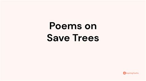 Poems On Save Trees