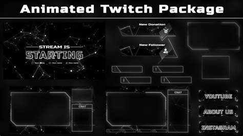 Animated Twitch Overlay Package Blackandwhite Molecules Animated Stream