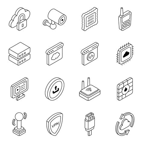 Pack Of Cloud Computing Linear Icons Vector Art At Vecteezy