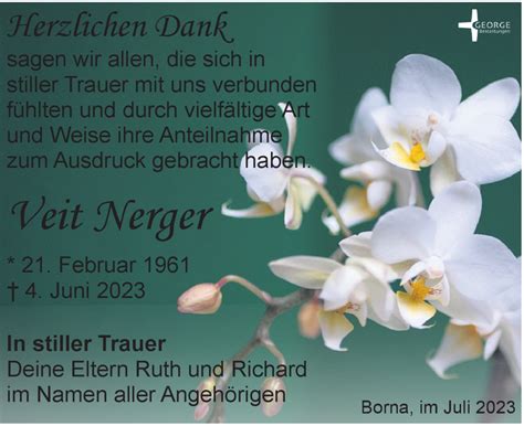 Traueranzeigen Von Veit Nerger Trauer Anzeigen De