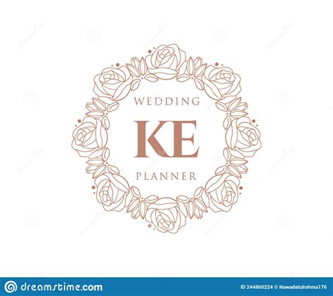 Ke Initials Letter Wedding Monogram Logos Collection Hand Drawn Modern