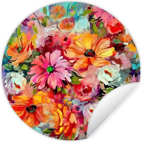 Wallcircle Muurstickers Behangcirkel Bloemen Kleurrijk Kunst