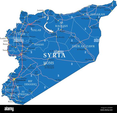 Syria Highly Detailed Vector Map With Administrative Regions Main