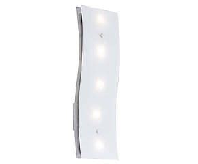 A White Wall Light With Three Lights On The Front And Back Side In An