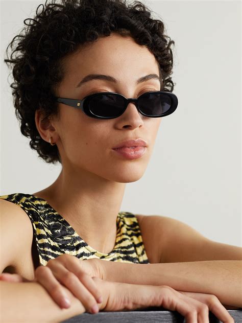 Le Specs Outta Love Oval Frame Acetate Sunglasses In Black Modesens